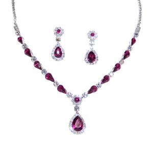 COPY - Fuchsia Necklace set Marquise Crystal Necklace and Teardrop Earrings Set